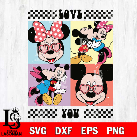 Love you valentine's day , Minnie Mouse valentine's day svg eps dxf png file, digital download