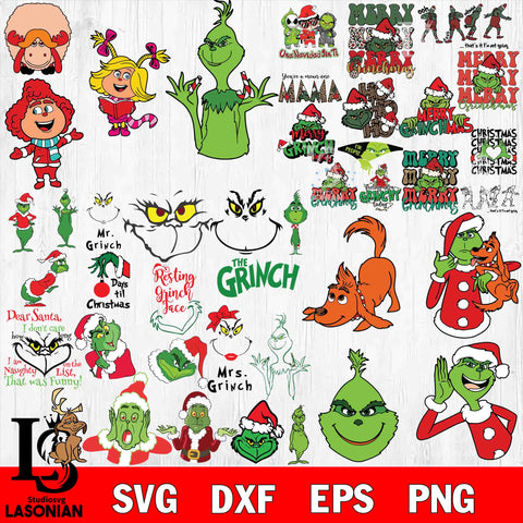 Grinch mega bundle svg svg eps dxf png file, digital download