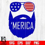 Merica Father's day man glasses America flag Independence Day svg eps dxf png file