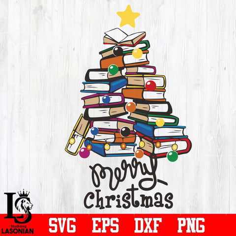 Merry Christmas Books tree svg, png, dxf, eps digital file