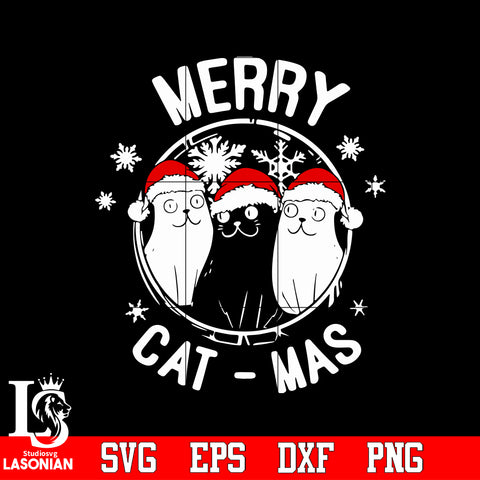 Merry Cat Mas, Snow Svg Dxf Eps Png file