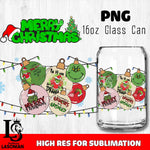 Merry grinch mas  PNG, Grinch Glass Cup Wrap , Libbey Can Glass Cup 11 PNG file, digital download