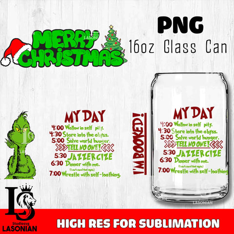 Merry grinch mas  PNG, Grinch Glass Cup Wrap , Libbey Can Glass Cup 13 PNG file, digital download