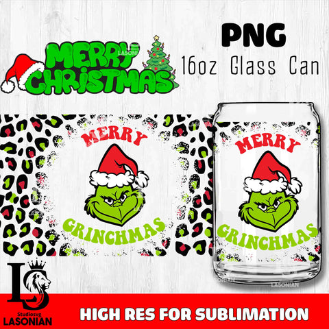 Merry grinch mas  PNG, Grinch Glass Cup Wrap , Libbey Can Glass Cup 14 PNG file, digital download