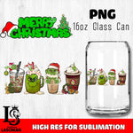 Merry grinch mas  PNG, Grinch Glass Cup Wrap , Libbey Can Glass Cup 22 PNG file, digital download