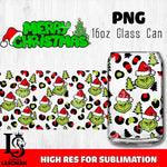 Merry grinch mas  PNG, Grinch Glass Cup Wrap , Libbey Can Glass Cup 8 PNG file, digital download