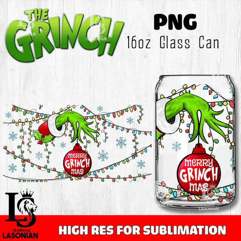 Merry grinch mas  PNG, Grinch Glass Cup Wrap , Libbey Can Glass Cup PNG file, digital download