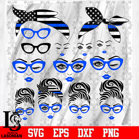 Messy Bun Police Bundle 2 svg eps dxf png file
