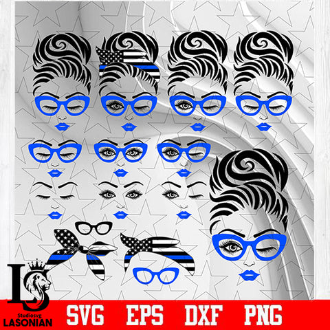 Messy Bun Police Bundle 3 svg eps dxf png file