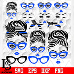 Messy Bun Police Bundle 4 svg eps dxf png file