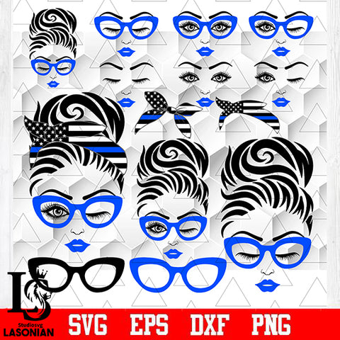Messy Bun Police Bundle 4 svg eps dxf png file
