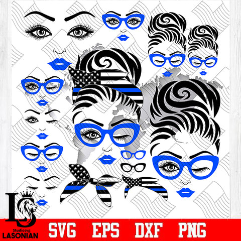 Messy Bun Police Bundle 5 svg eps dxf png file