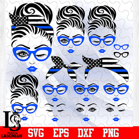 Messy Bun Police Bundle svg eps dxf png file