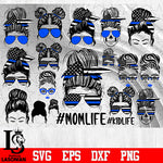 Messy Bun Police bundle svg,3 bundle skull police svg eps dxf png file
