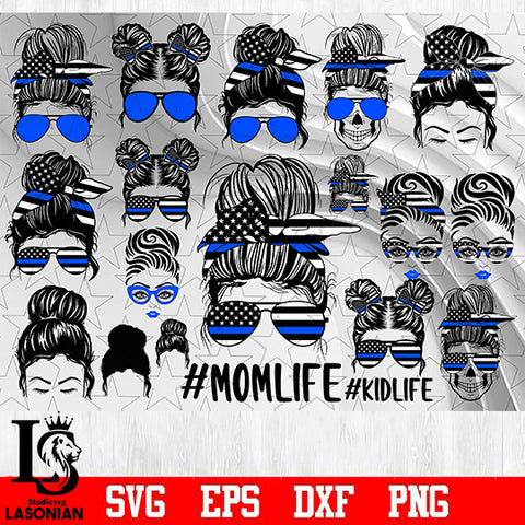 Messy Bun Police bundle svg,3 bundle skull police svg eps dxf png file