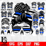 Messy Bun Police bundle svg,5 bundle skull police svg eps dxf png file