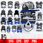 Messy Bun Police bundle svg, bundle skull police svg eps dxf png file