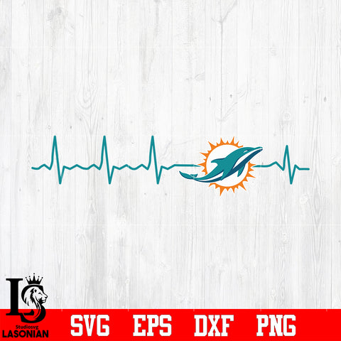 Miami Dolphins Beat Heart svg eps dxf png file