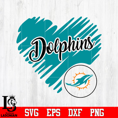 Miami Dolphins Logo,Miami Dolphins Heart NFL Svg Dxf Eps Png file