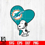 Miami Dolphins Snoopy heart svg eps dxf png file