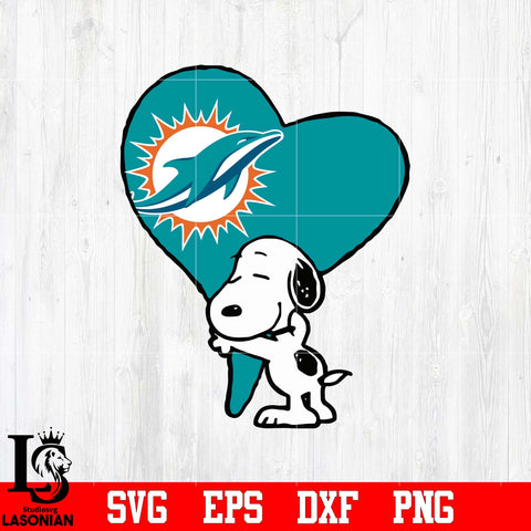 Miami Dolphins Snoopy heart svg eps dxf png file