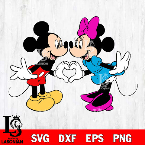 Mickey Minnie heart valentines 4 svg , mickey valentine's day svg eps dxf png file, digital download