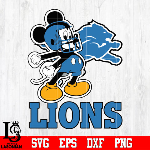Mickey Football, Detroit Lions Mickey, Detroit Lions Svg Dxf Eps Png file