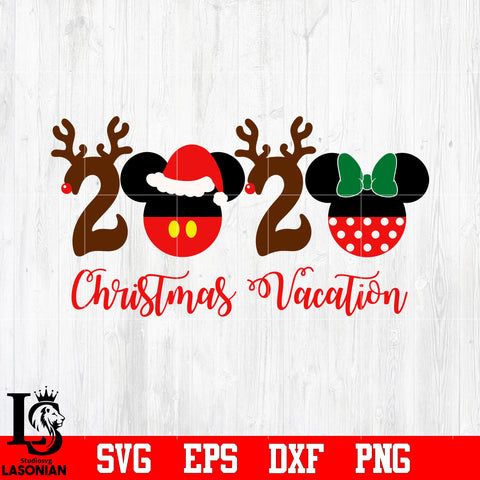 Mickey and Minnie Christmas Vacation, Christmas 2020 svg eps dxf png file