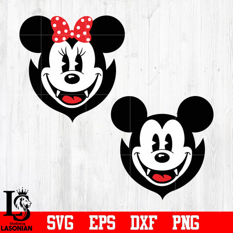 Mickey and Minnie vampires, Disney Halloween svg,eps,dxf,png file