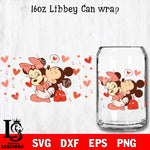 Mickey minnie valentines 16oz Glass Can Wrap,  Valentines Day Tumbler Wrap svg eps dxf png file, digital download