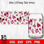 Mickey minnie valentines 16oz Libbey Can Glass, Valentines Day Tumbler Wrap  svg eps dxf png file, digital download
