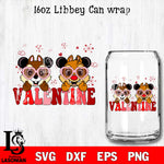 Mickey minnie valentines 16oz Libbey Can Glass, Valentines Day Tumbler Wrap svg eps dxf png file, digital download