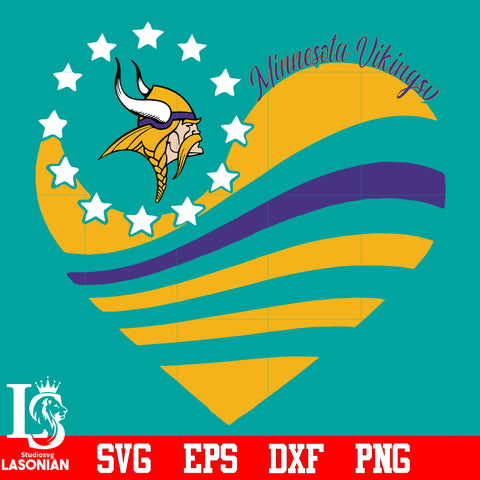 Minnesota Vikings Heart, Minnesota Vikings Love  svg,eps,dxf,png file