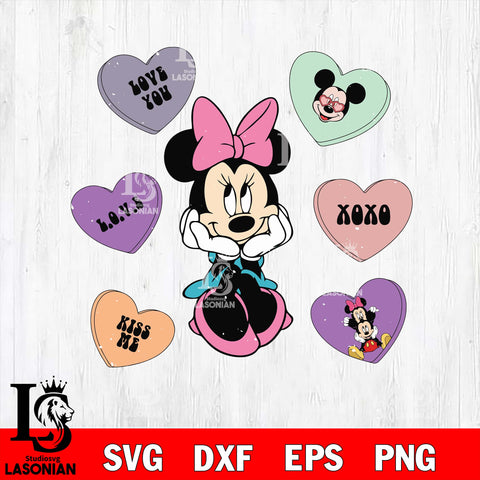 Minnie Mouse valentine's day svg , mickey valentine's day svg  eps dxf png file, digital download