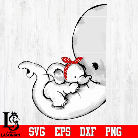 Mom And Baby Elephants Svg Dxf Eps Png file