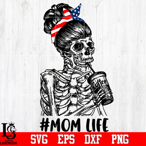 Mom Life With America Bandana,Skull Mom