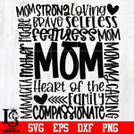 Mom heart of the family Svg Dxf Eps Png file
