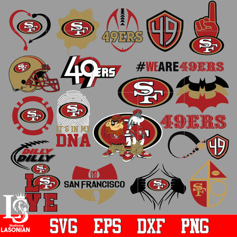San Francisco 49ers Bundle 20, bundle Nfl, Bundle sport Digital Cut Files Svg Dxf Eps Png file