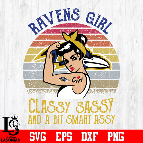 Baltimore Ravens Girl Classy Sassy and a bit smart assy NFL Svg Dxf Eps Png file