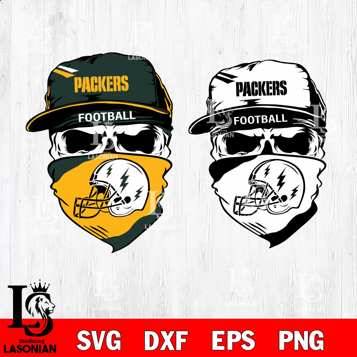 Green Bay Packers Skull svg,eps,dxf,png file , digital download