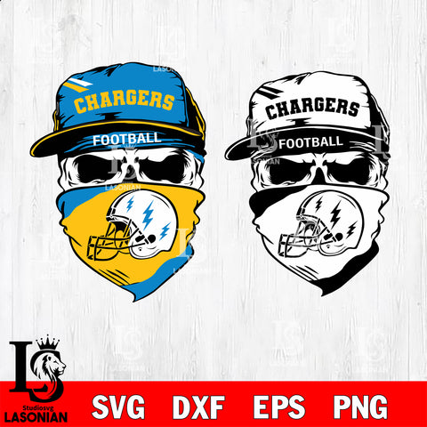 Los Angeles Chargers Skull svg,eps,dxf,png file , digital download