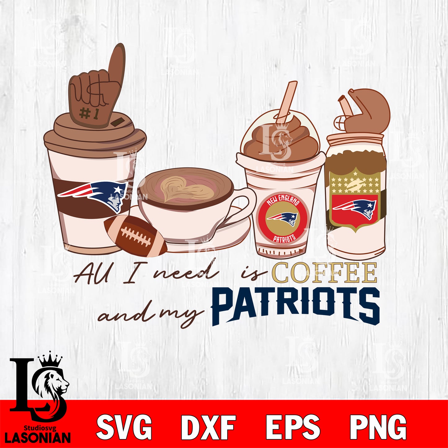 All i need is coffee and my -New England Patriots svg,eps,dxf,png file , digital download