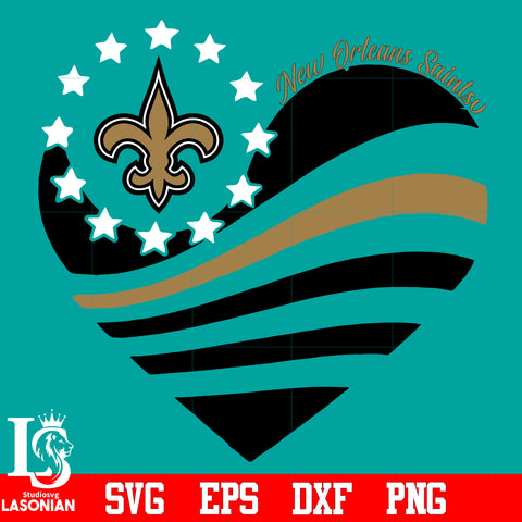 New Orleans Saints Heart,  New Orleans Saints Love svg,eps,dxf,png file