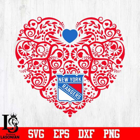 New York Rangers heart svg dxf eps png file