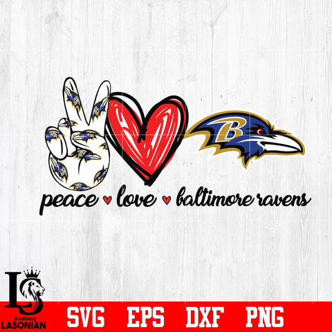 PEACE LOVE Baltimore Ravens svg eps dxf png file