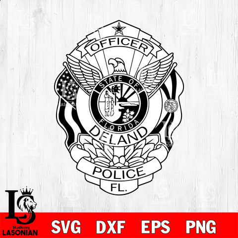 Deland Florida Police Officer Badge svg eps dxf png file, digital download