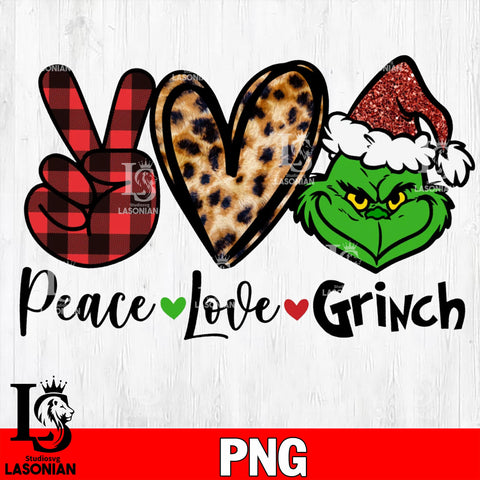 Peace Love Grinch leopard PNG file, digital download