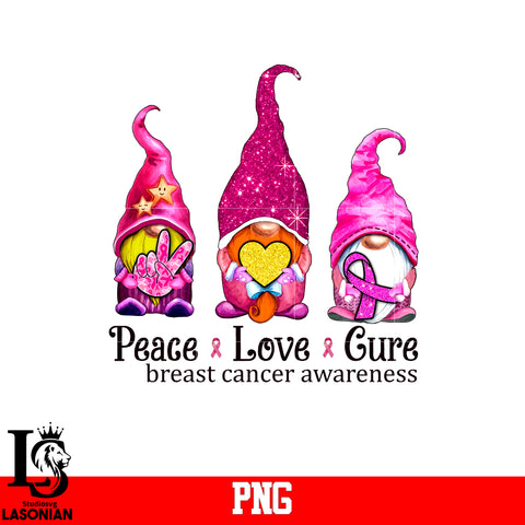 Peace & Love & Gure Breast Cancer Awareness PNG file