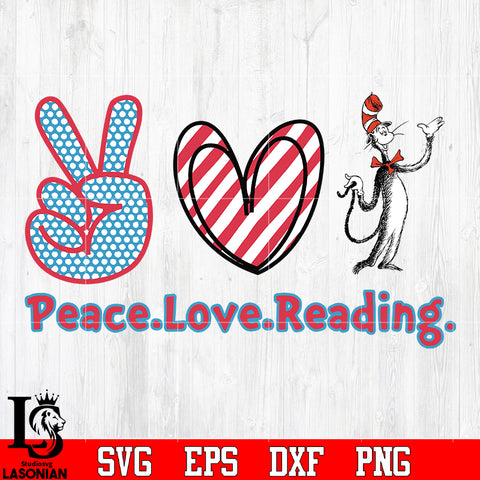 Peace Love Reading svg eps dxf png file