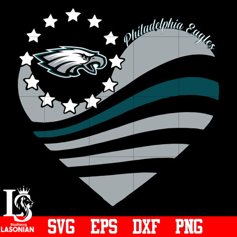Philadelphia Eagles Heart, Philadelphia Eagles Love svg,eps,dxf,png file
